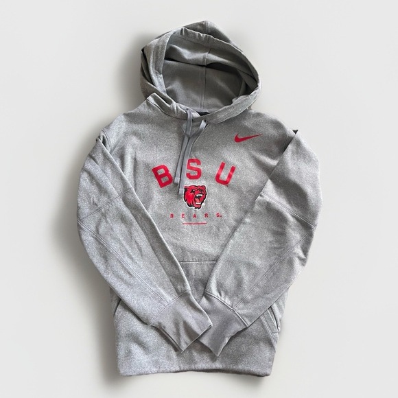 Nike Other - NIKE Dri-Fit BSU Bears Hoodie S Gray Red Fleece Graphic Athletic Gym Warm Sports